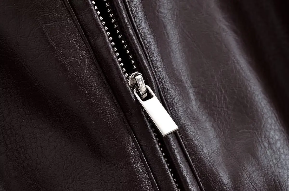 HH Women Vintage Dark Brown Faux Leather Bomber Jacket Long Sleeve Zipper Lapel Coat Spring Autumn Fashion Lady Streetwear Tops