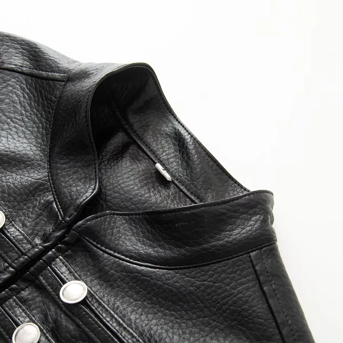 2026 Autumn Winter Women's High Street Black Faux Leather Short Jackets Lady Retro Napoleon Buttons PU Loose Fit Coats Outerwear