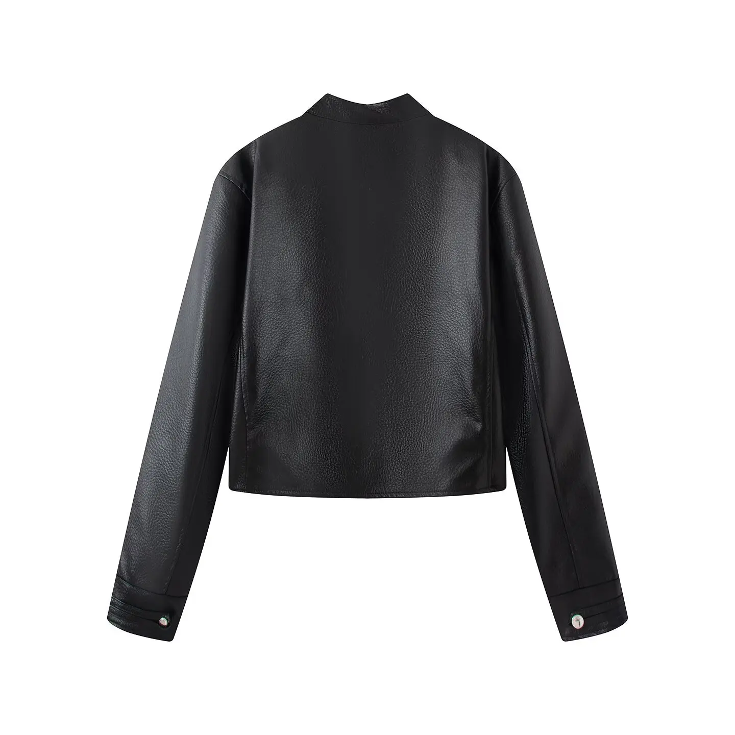 2026 Autumn Winter Women's High Street Black Faux Leather Short Jackets Lady Retro Napoleon Buttons PU Loose Fit Coats Outerwear