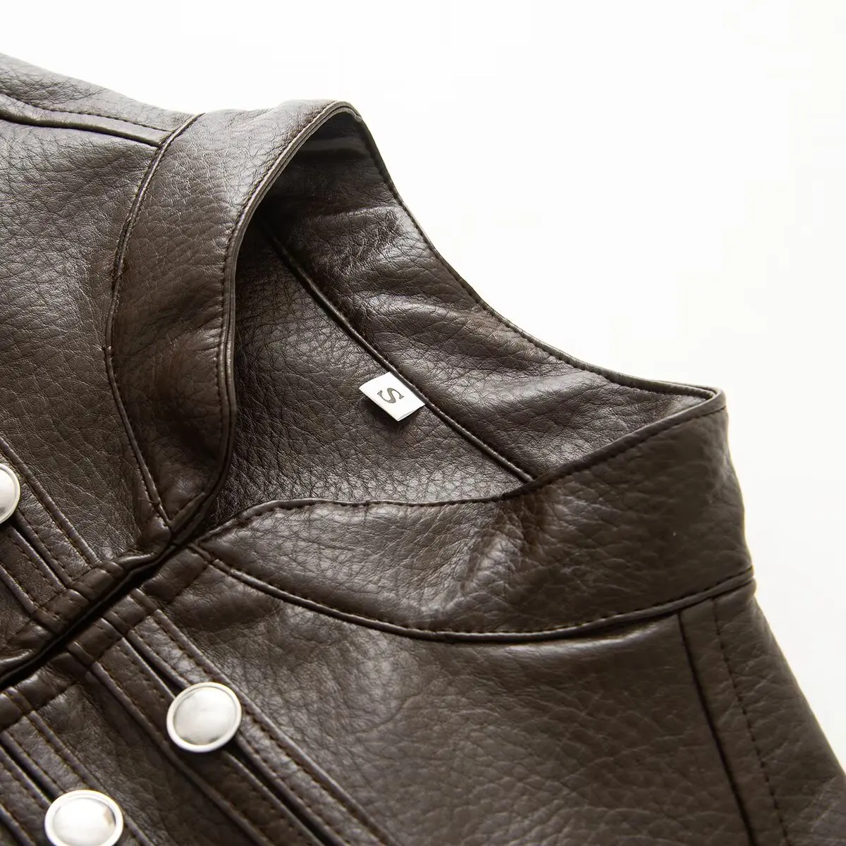 2026 Autumn Winter Women's High Street Black Faux Leather Short Jackets Lady Retro Napoleon Buttons PU Loose Fit Coats Outerwear