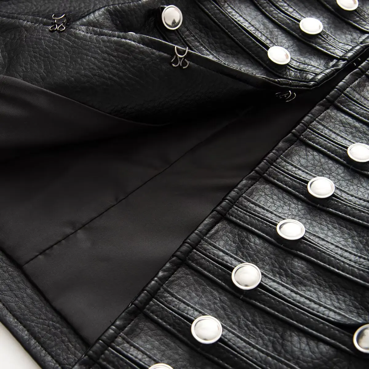 2026 Autumn Winter Women's High Street Black Faux Leather Short Jackets Lady Retro Napoleon Buttons PU Loose Fit Coats Outerwear