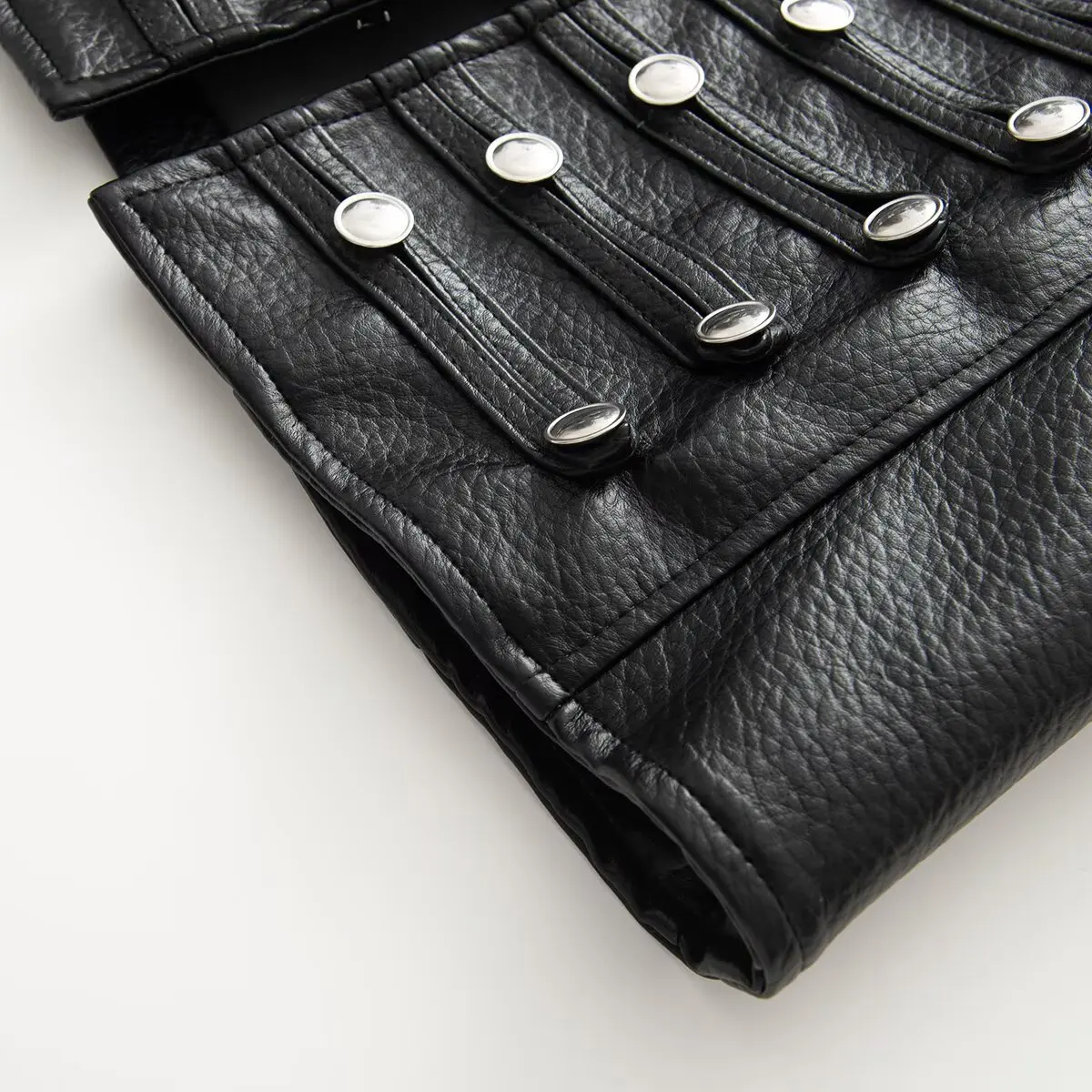 2026 Autumn Winter Women's High Street Black Faux Leather Short Jackets Lady Retro Napoleon Buttons PU Loose Fit Coats Outerwear