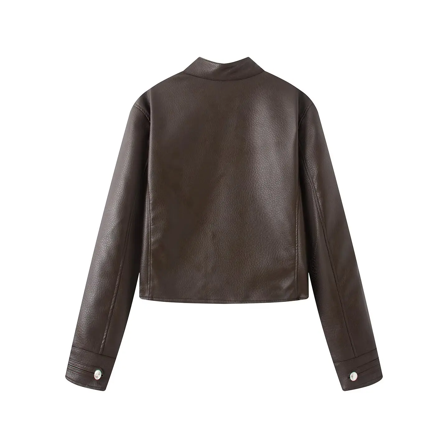 2026 Autumn Winter Women's High Street Black Faux Leather Short Jackets Lady Retro Napoleon Buttons PU Loose Fit Coats Outerwear