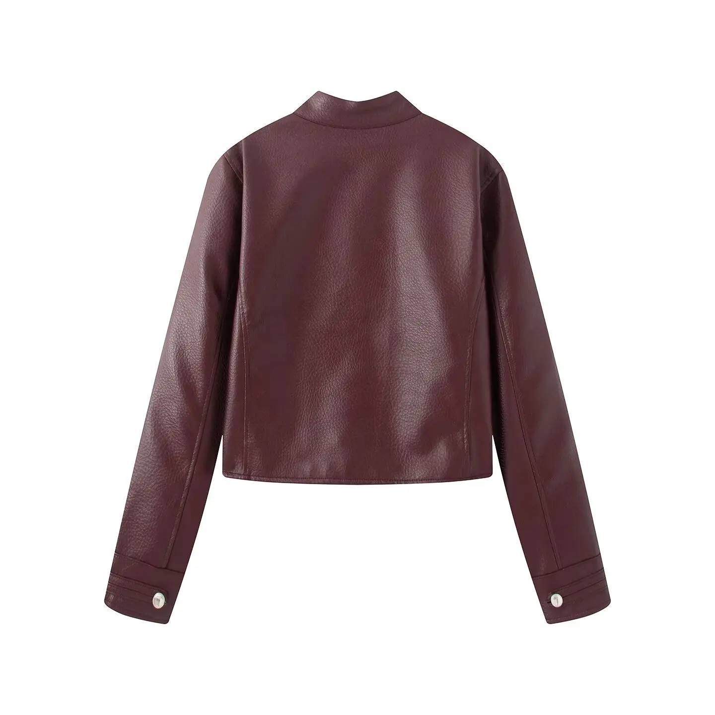 2026 Autumn Winter Women's High Street Black Faux Leather Short Jackets Lady Retro Napoleon Buttons PU Loose Fit Coats Outerwear