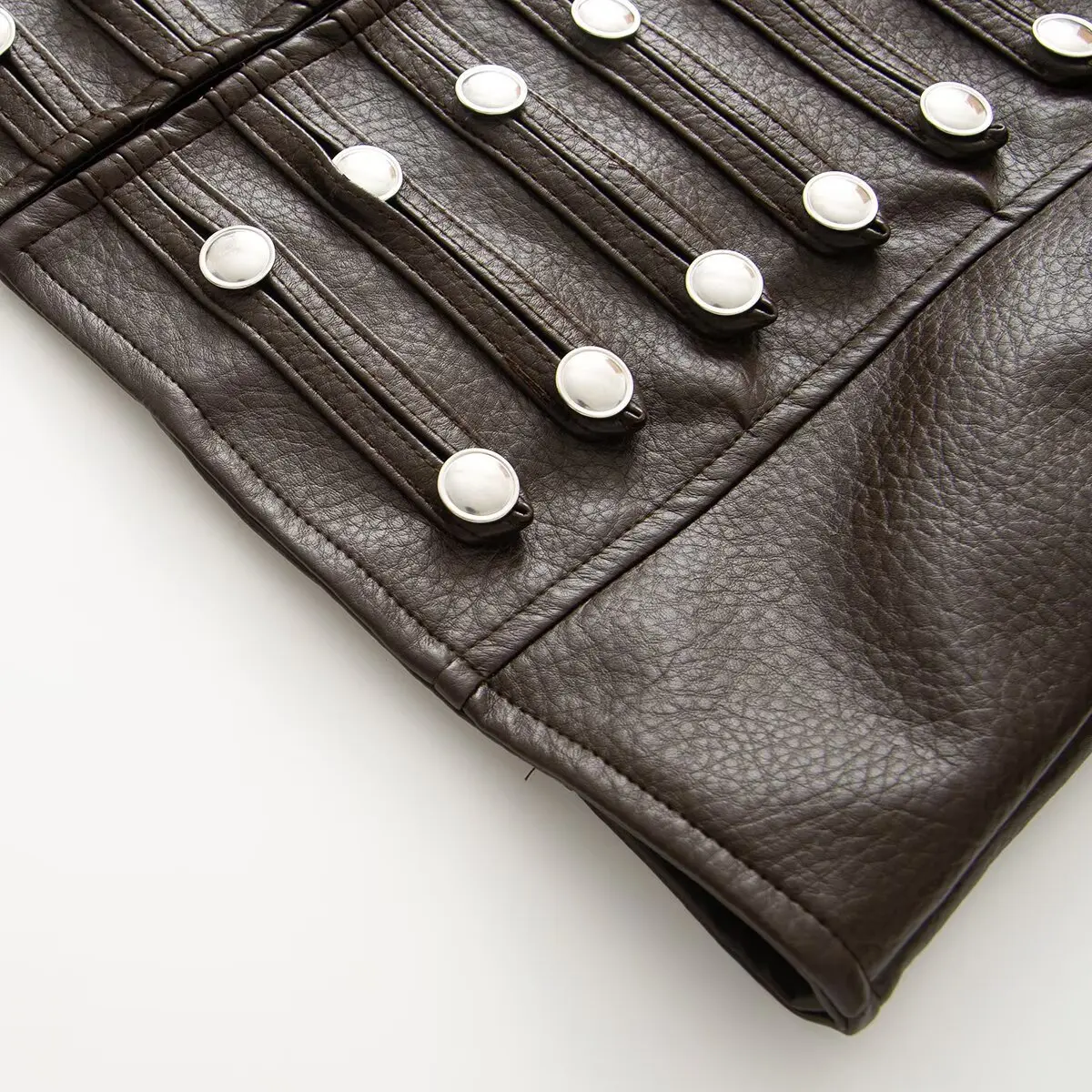 2026 Autumn Winter Women's High Street Black Faux Leather Short Jackets Lady Retro Napoleon Buttons PU Loose Fit Coats Outerwear