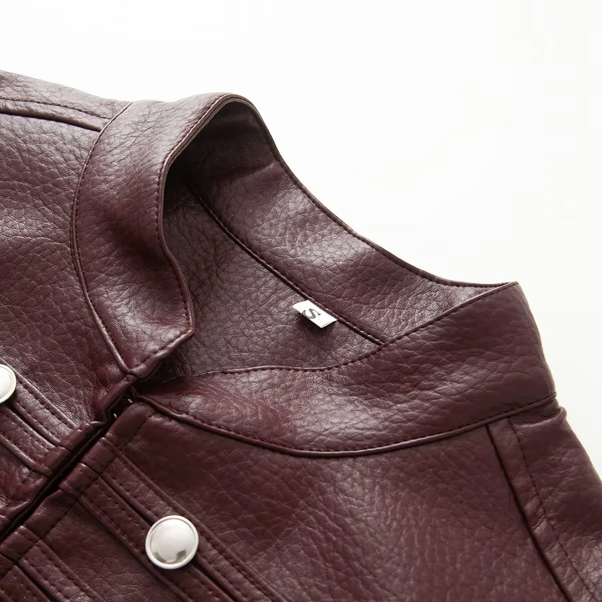 2026 Autumn Winter Women's High Street Black Faux Leather Short Jackets Lady Retro Napoleon Buttons PU Loose Fit Coats Outerwear
