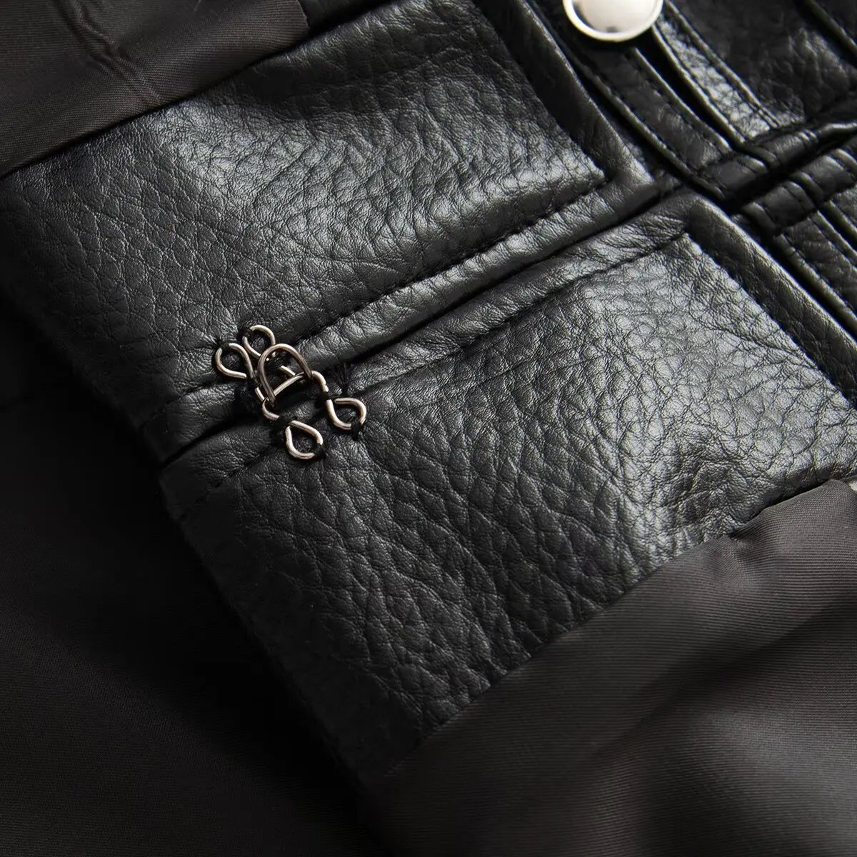 2026 Autumn Winter Women's High Street Black Faux Leather Short Jackets Lady Retro Napoleon Buttons PU Loose Fit Coats Outerwear
