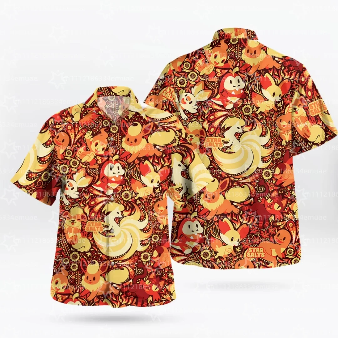 2026 Midnight Eevee Evolutions Hawaiian Shirt Summer Sports Leisure Dry Quickly Men's Camp Shirt Kid's Clothing Tee Y2k Woman
