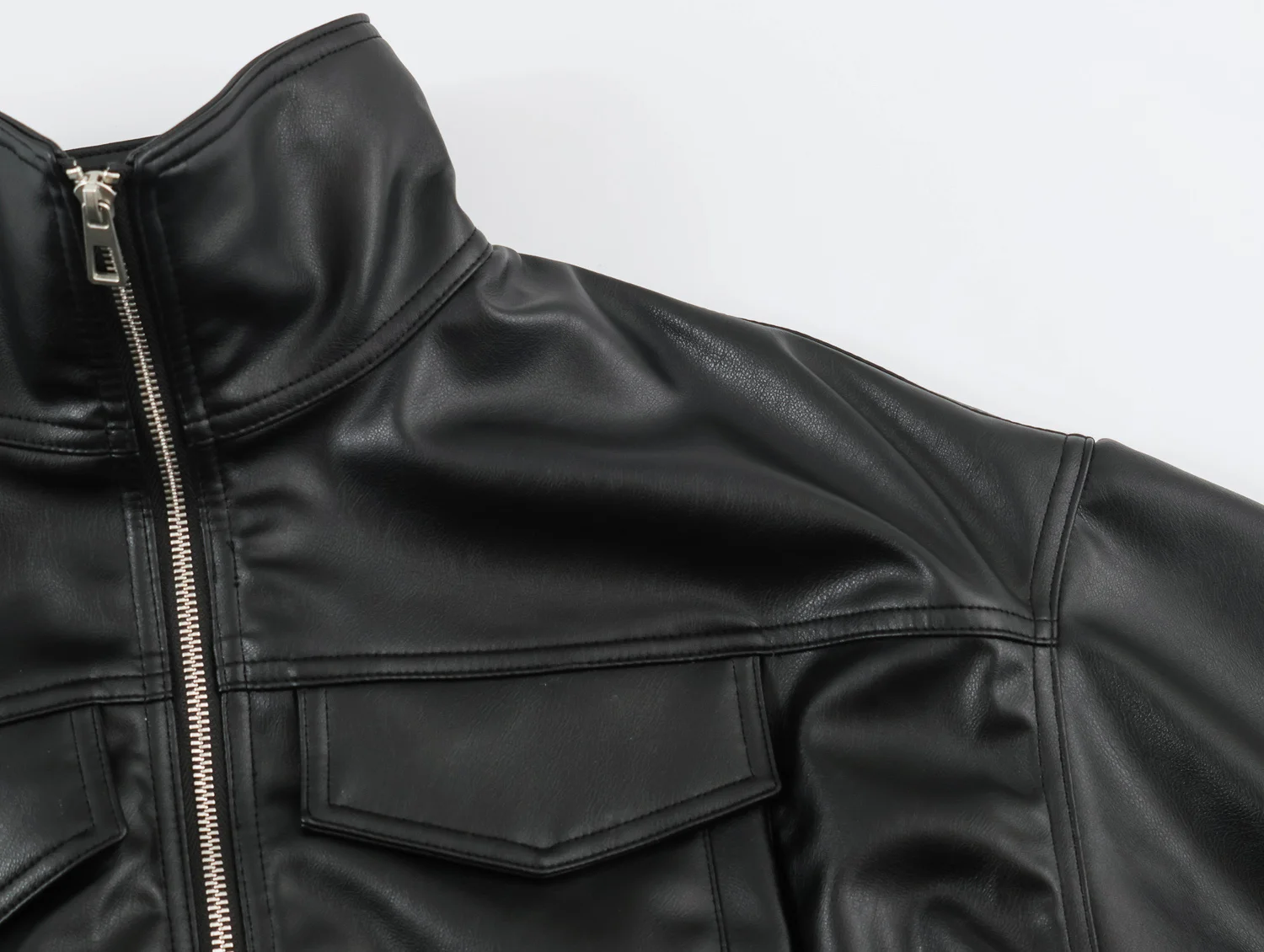 Women Autumn Winter Faux Soft Leather Jackets Coats Lady Brown Black PU Zipper Motorcycle Streetwear Ruffles Tops Brand Casual