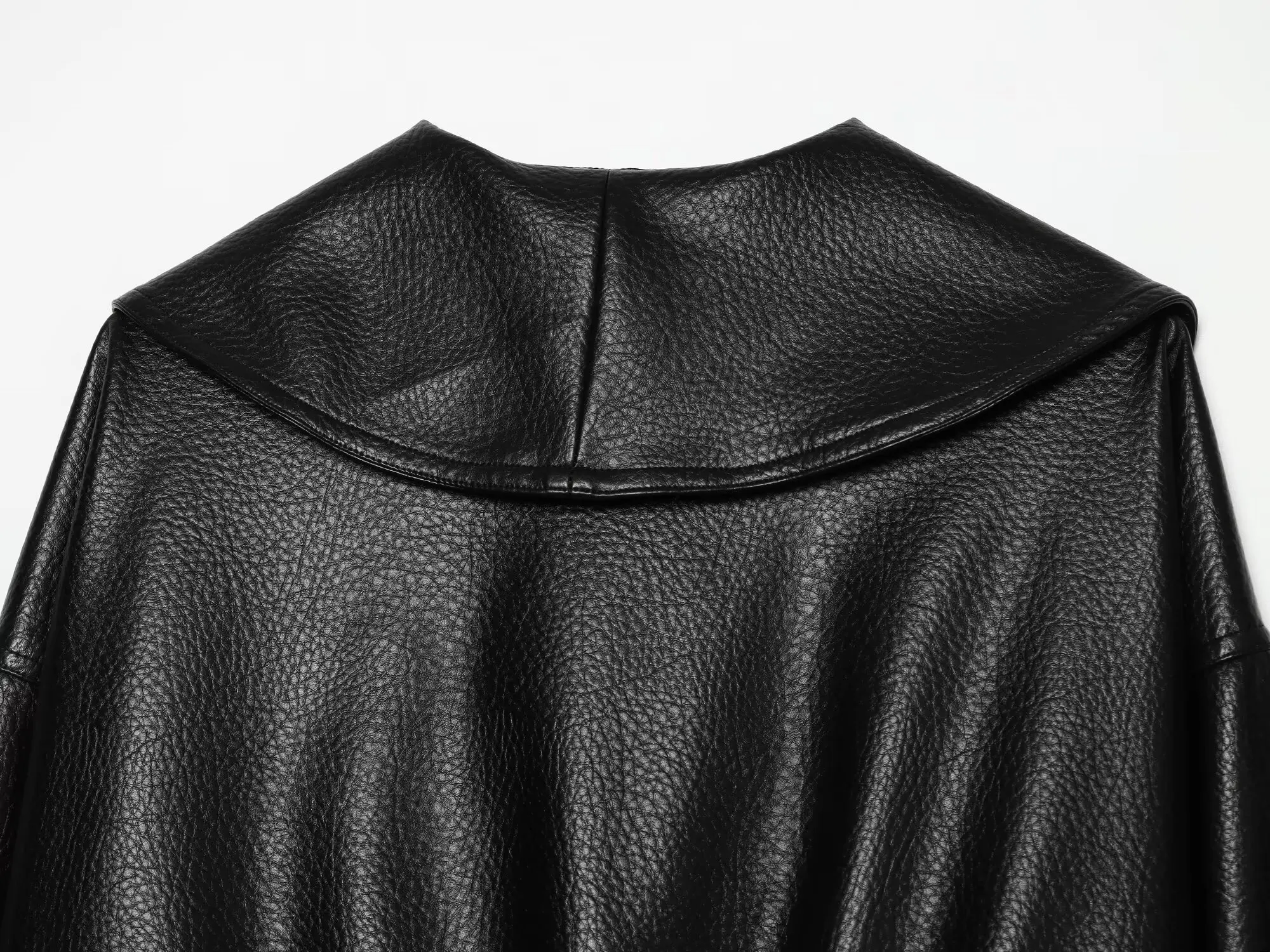 HH Women Vintage Faux Leather Jacket Front Side Buckle Belt Design Long Sleeve Lapel Short Coat Autumn Fashion Street Outerwear