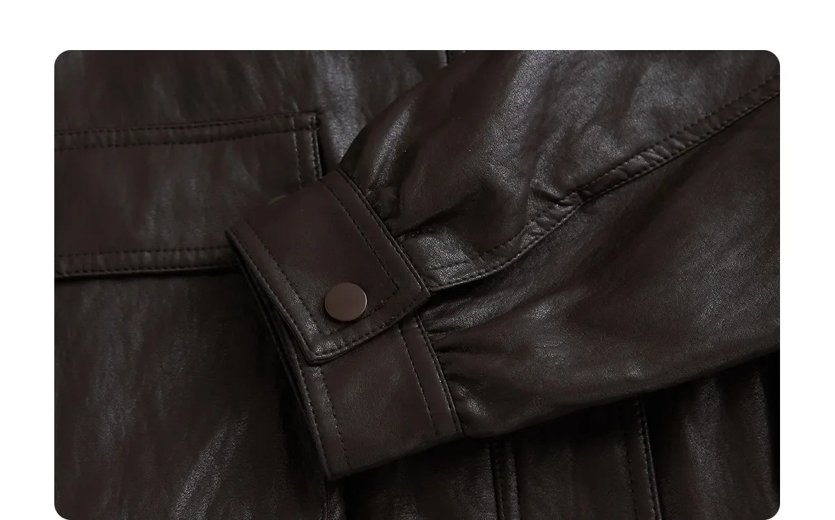 CHIC VEN Retro Coffee Women Faux Leather Jackets Fashion Stand Up Collar Zipper Casual Short Coats Spring Autumn New 2026
