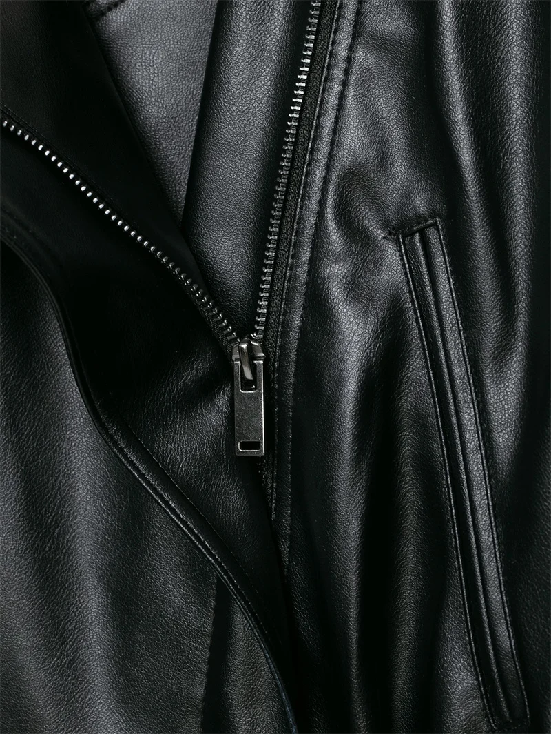 Guobioziy Women's Jacket 2026 Autumn New Fashion Long-Sleeve Turn-Down Collar Leather-Effect Belted Waist Coat
