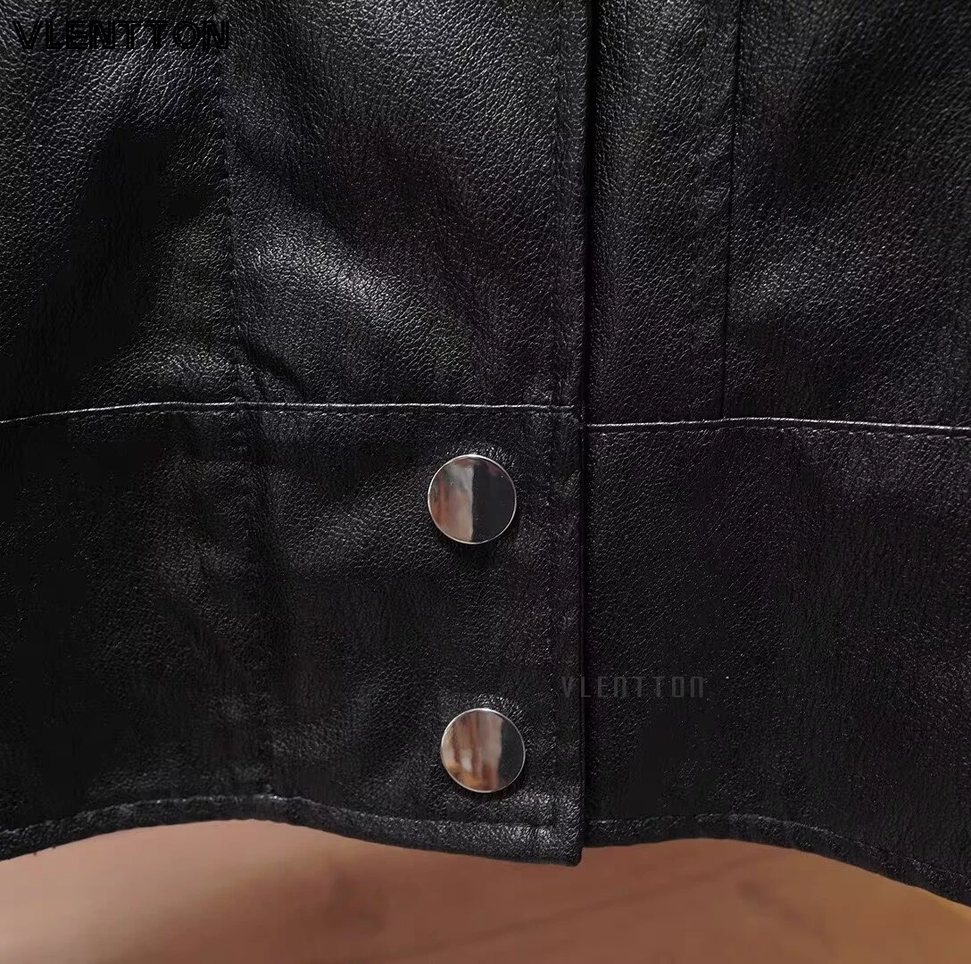 Women's High Quality Faux Leather Jackets Coats Autumn New Fashion Black Zipper Long Sleeve Female Moto Outerwear