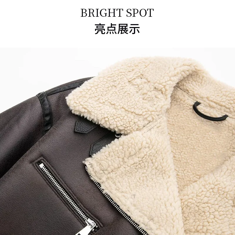 Luxury Faux Sheepskin Coat Women Winter Warm Oversized Motorcycle Jacket Coats