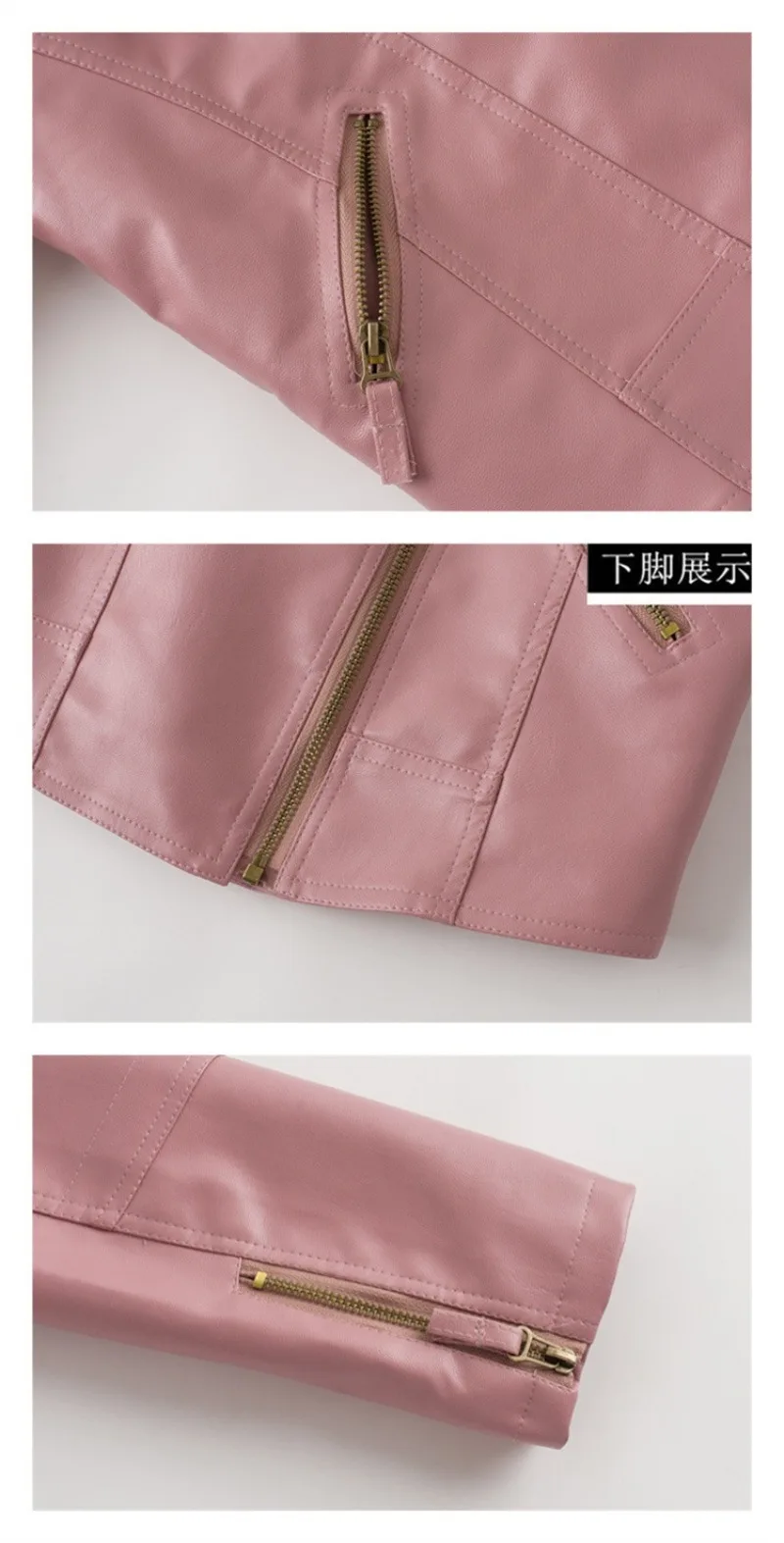 2026 Fashion Pink Black Leather Jacket Women's Short Coat Spring Autumn Zip-up Loose PU Leather Outerwear Student Casual Jackets