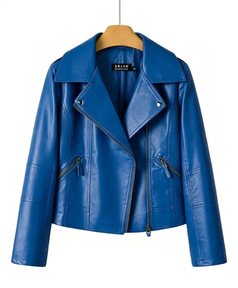 2026 Fashion Pink Black Leather Jacket Women's Short Coat Spring Autumn Zip-up Loose PU Leather Outerwear Student Casual Jackets