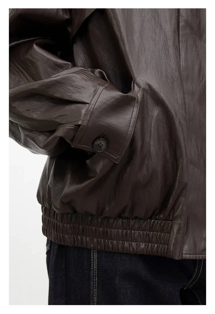 CHIC VEN Women Faux Leather Jackets Vintage Casual Solid Loose Stand Up Collar Coats Girl PU Clothes Spring Autumn New 2026