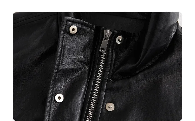 CHIC VEN Women Faux Leather Jackets Vintage Casual Solid Loose Stand Up Collar Coats Girl PU Clothes Spring Autumn New 2026