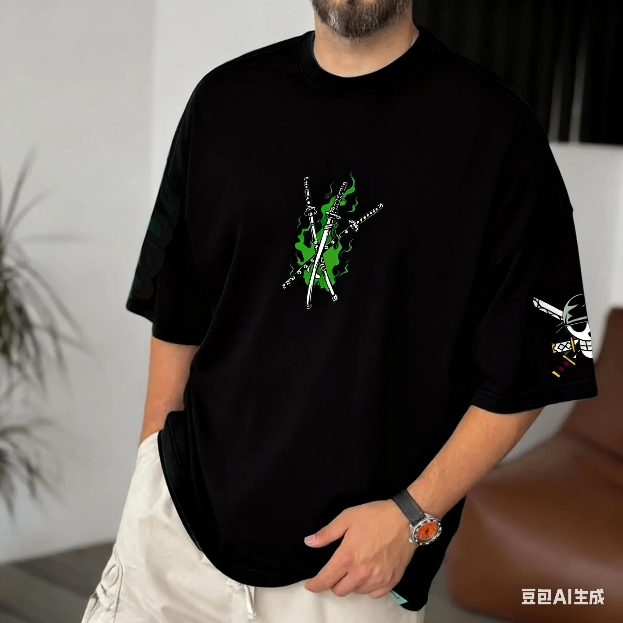 Anime Zoro ONE PIECE Harajuku Men Super Saiyan Vintage Summer T-shirt Loose Women Streetwear Casual Short-sleeved T Shirt Top