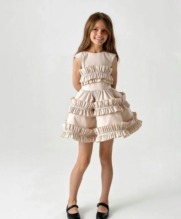 Girls Dress 2025 Spring Autumn Girls Cake Lace Dress Court Vest Dresses for Kids Princess Toddler Cosutme Baby Party Clothing