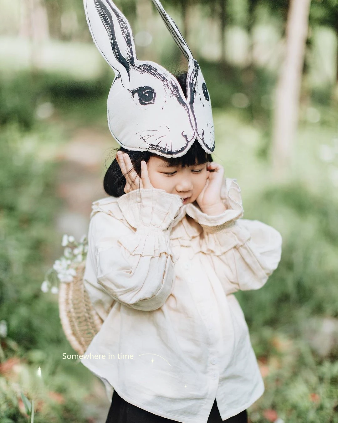 Mori Retro Kids Adult Rabbit Hairband Eye Mask Masquerade Ball Rabbit Mask Kids Holiday Mouse Fox Dress Up Tiara Hat Headband