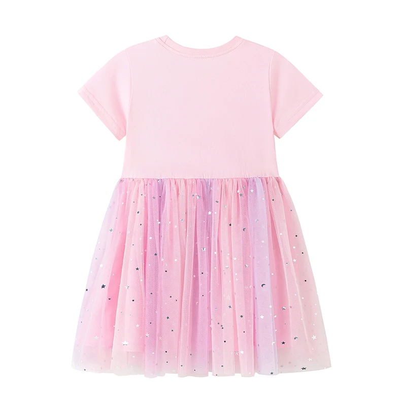 Little maven Baby Girls Clothes 2026 Summer Children's Clothing Cartoon Stars Birthday Gifts Mesh Dresses 2-7 Years Kids