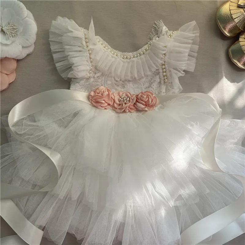 Elegant Little Girls Lolita Dress for Christmas Toddler Boho Chic Birthday Party Costume+ Blet 2pcs Outfit Set Wedding Clothing