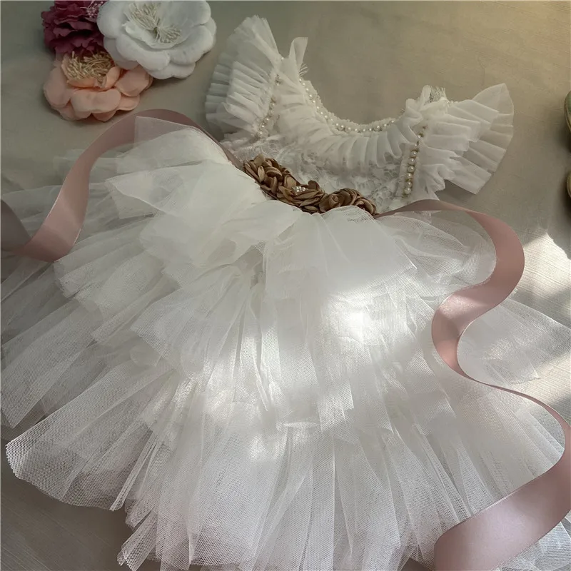 Elegant Little Girls Lolita Dress for Christmas Toddler Boho Chic Birthday Party Costume+ Blet 2pcs Outfit Set Wedding Clothing