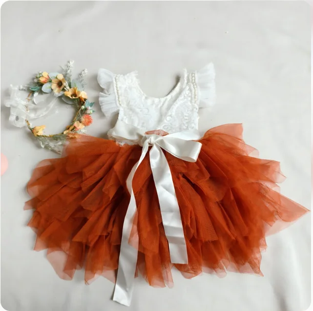 Elegant Little Girls Lolita Dress for Christmas Toddler Boho Chic Birthday Party Costume+ Blet 2pcs Outfit Set Wedding Clothing