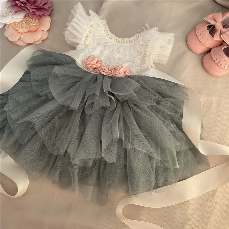 Elegant Little Girls Lolita Dress for Christmas Toddler Boho Chic Birthday Party Costume+ Blet 2pcs Outfit Set Wedding Clothing
