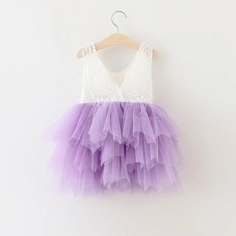 Summer Lace Girls Dress Gauze Kids Princess Dresses for Girl Vest Dress Party Dress Baby Clothes E16900