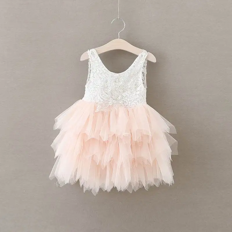 Summer Lace Girls Dress Gauze Kids Princess Dresses for Girl Vest Dress Party Dress Baby Clothes E16900
