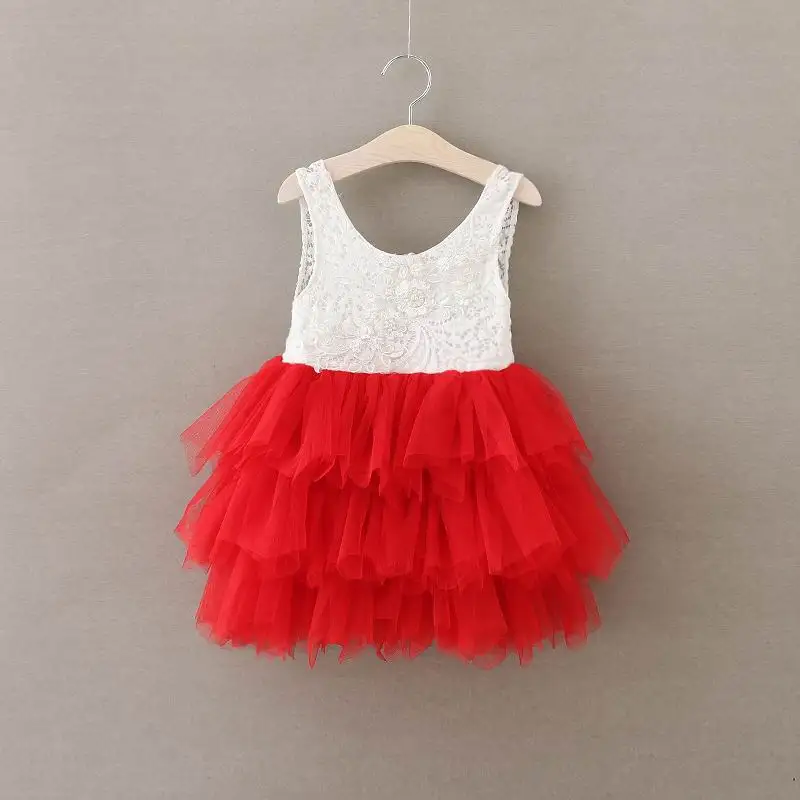 Summer Lace Girls Dress Gauze Kids Princess Dresses for Girl Vest Dress Party Dress Baby Clothes E16900