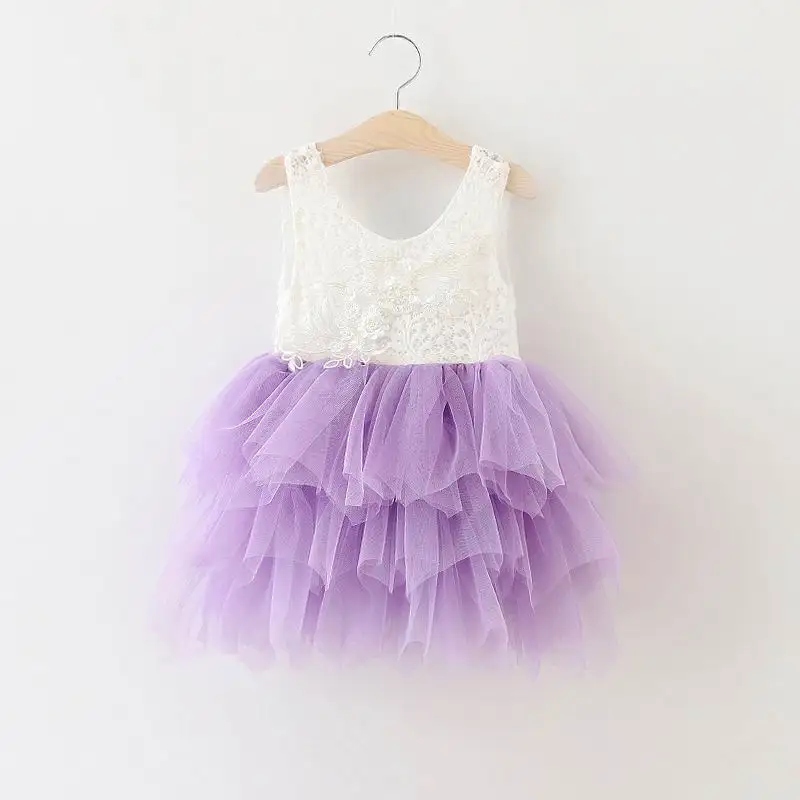 Summer Lace Girls Dress Gauze Kids Princess Dresses for Girl Vest Dress Party Dress Baby Clothes E16900