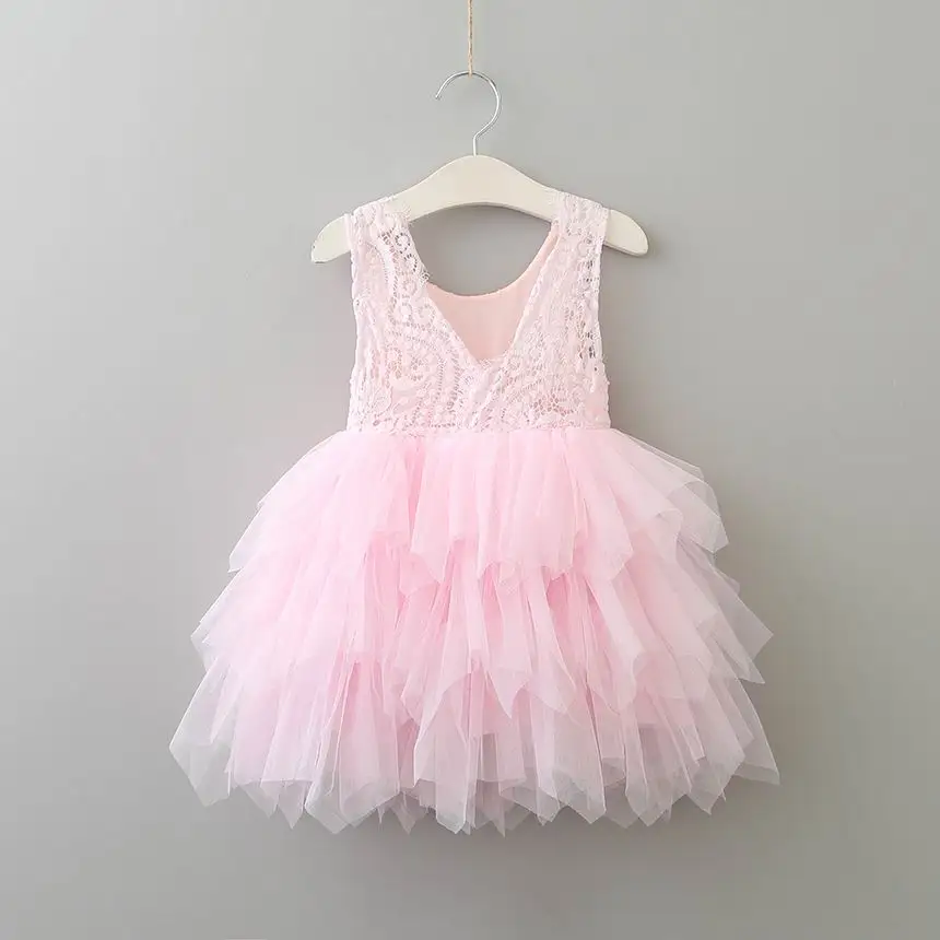Summer Lace Girls Dress Gauze Kids Princess Dresses for Girl Vest Dress Party Dress Baby Clothes E16900