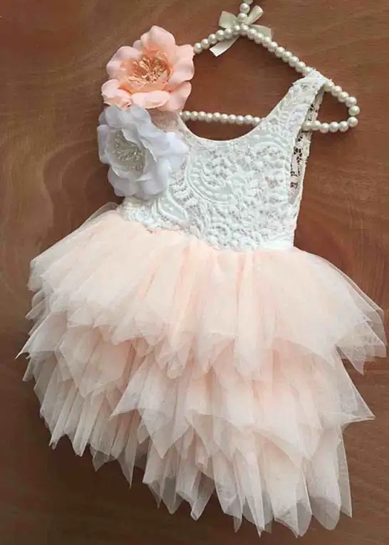 Summer Lace Girls Dress Gauze Kids Princess Dresses for Girl Vest Dress Party Dress Baby Clothes E16900