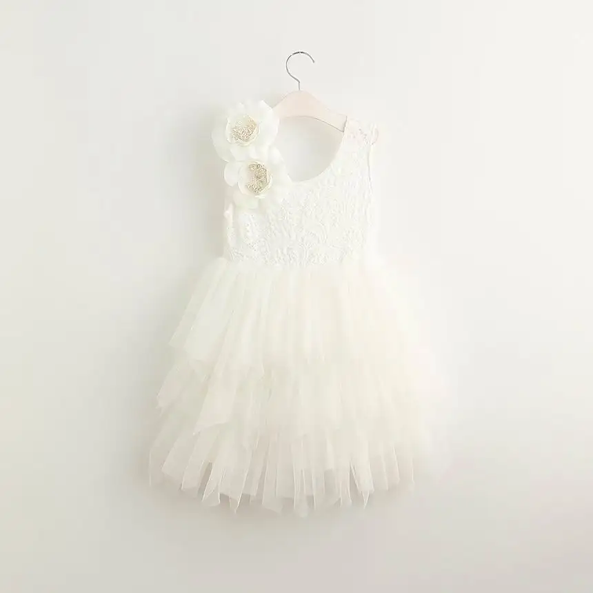 Summer Lace Girls Dress Gauze Kids Princess Dresses for Girl Vest Dress Party Dress Baby Clothes E16900