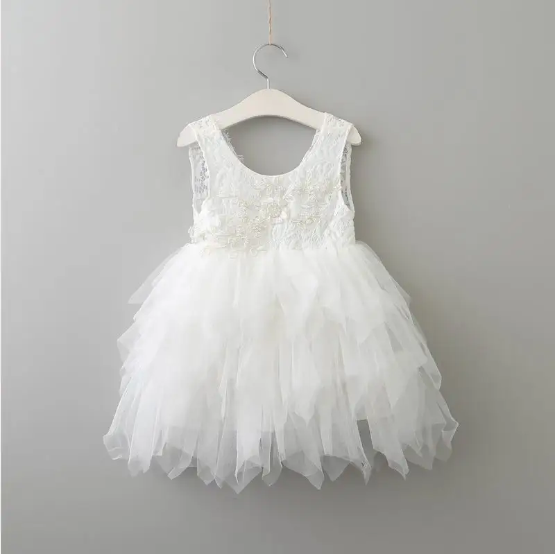 Summer Lace Girls Dress Gauze Kids Princess Dresses for Girl Vest Dress Party Dress Baby Clothes E16900