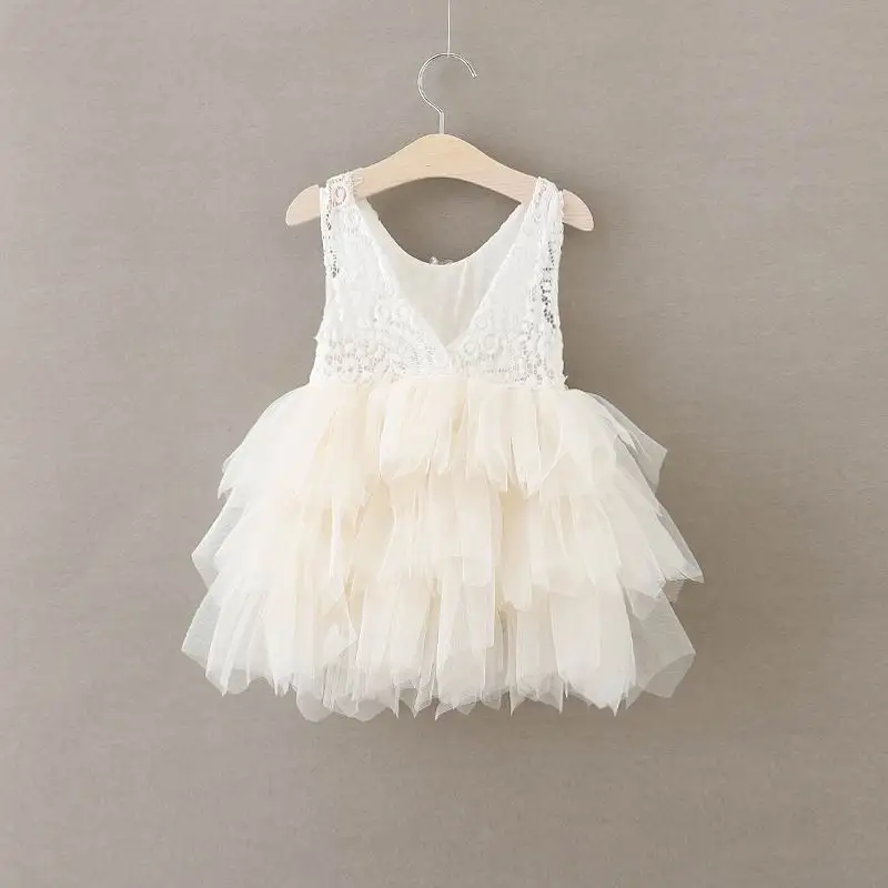 Summer Lace Girls Dress Gauze Kids Princess Dresses for Girl Vest Dress Party Dress Baby Clothes E16900