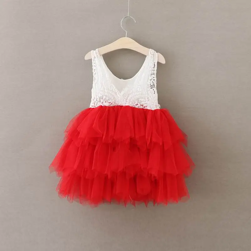 Summer Lace Girls Dress Gauze Kids Princess Dresses for Girl Vest Dress Party Dress Baby Clothes E16900