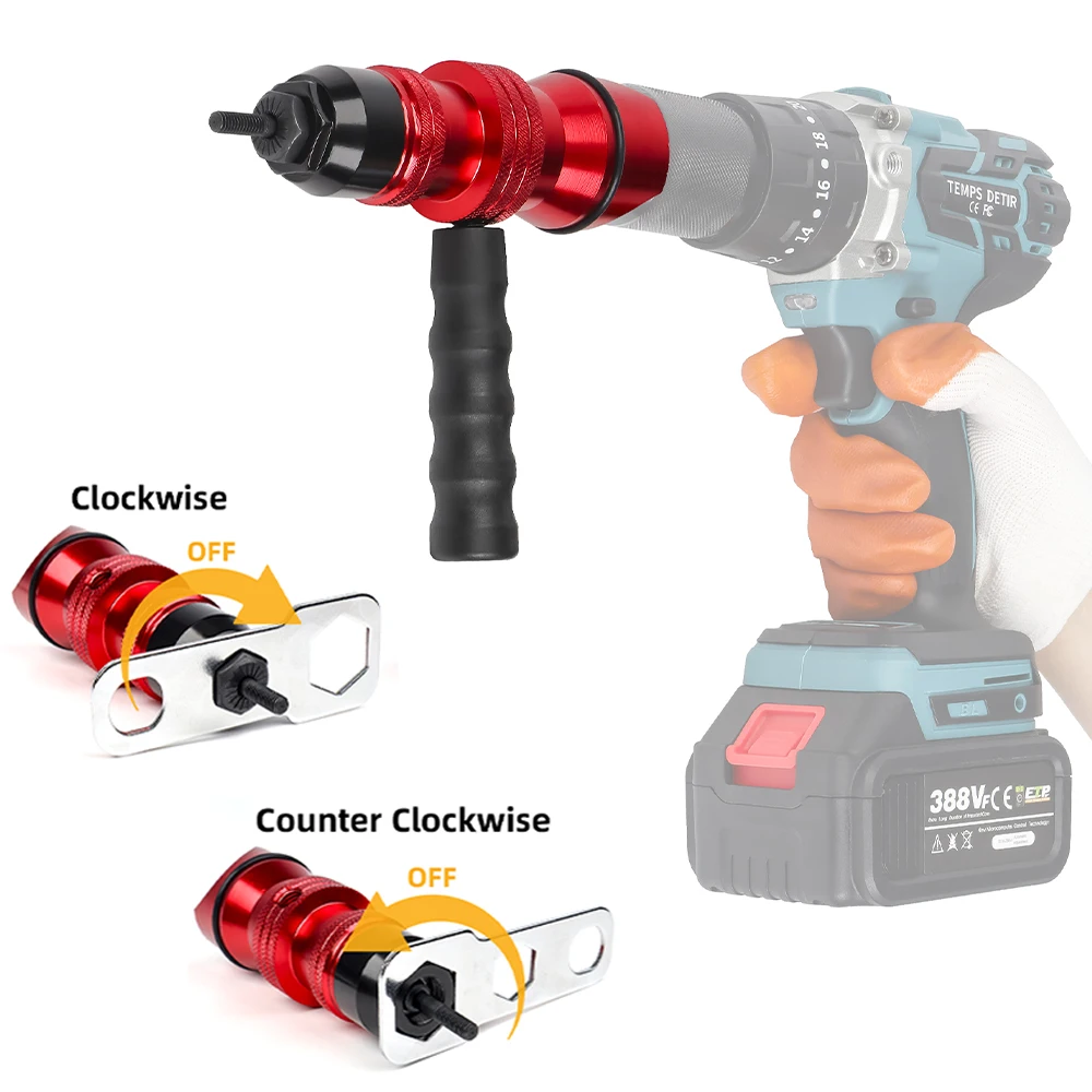 Electric Rivet Nut Gun Riveting AdapterM3 M4 M5 M6 M8 M10 Insert Rivet Nut Tool Cordless for Electric Drill Manual Riveting Tool