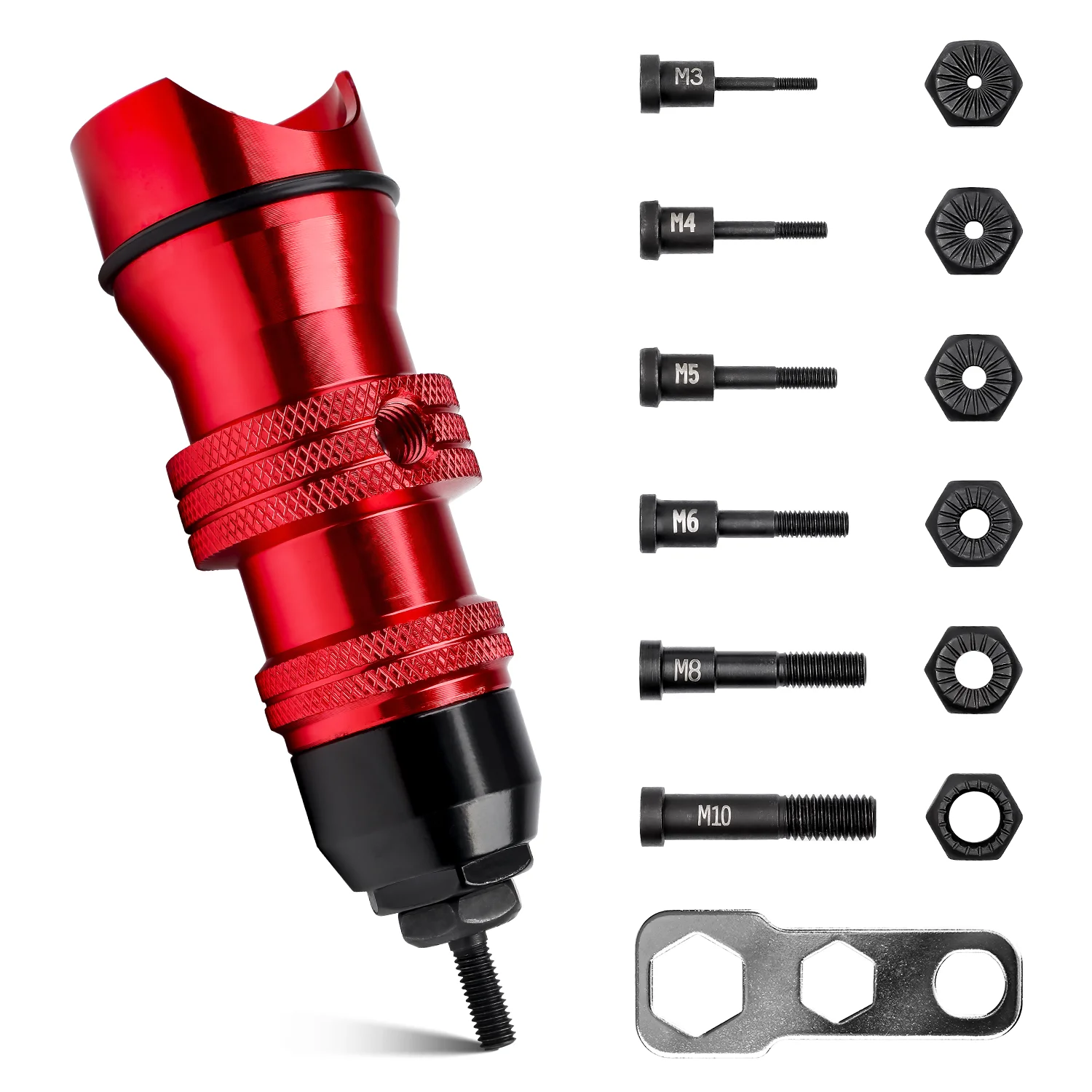 Electric Rivet Nut Gun Riveting AdapterM3 M4 M5 M6 M8 M10 Insert Rivet Nut Tool Cordless for Electric Drill Manual Riveting Tool