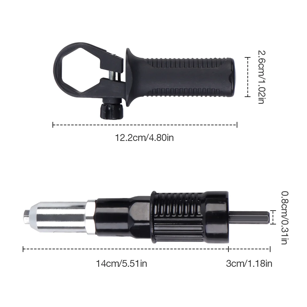 Electric Rivet Gun Adapter,2.4-4.8mm Conversion Head for Cordless Riveting Tools,with Hex Shaft,for DIY Projects,Rivet Gun Tool