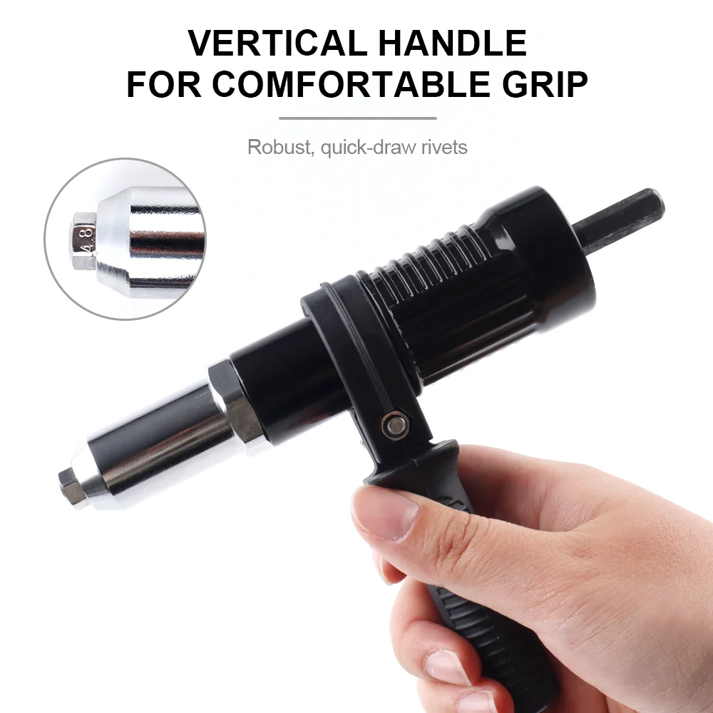 Electric Rivet Gun Adapter,2.4-4.8mm Conversion Head for Cordless Riveting Tools,with Hex Shaft,for DIY Projects,Rivet Gun Tool