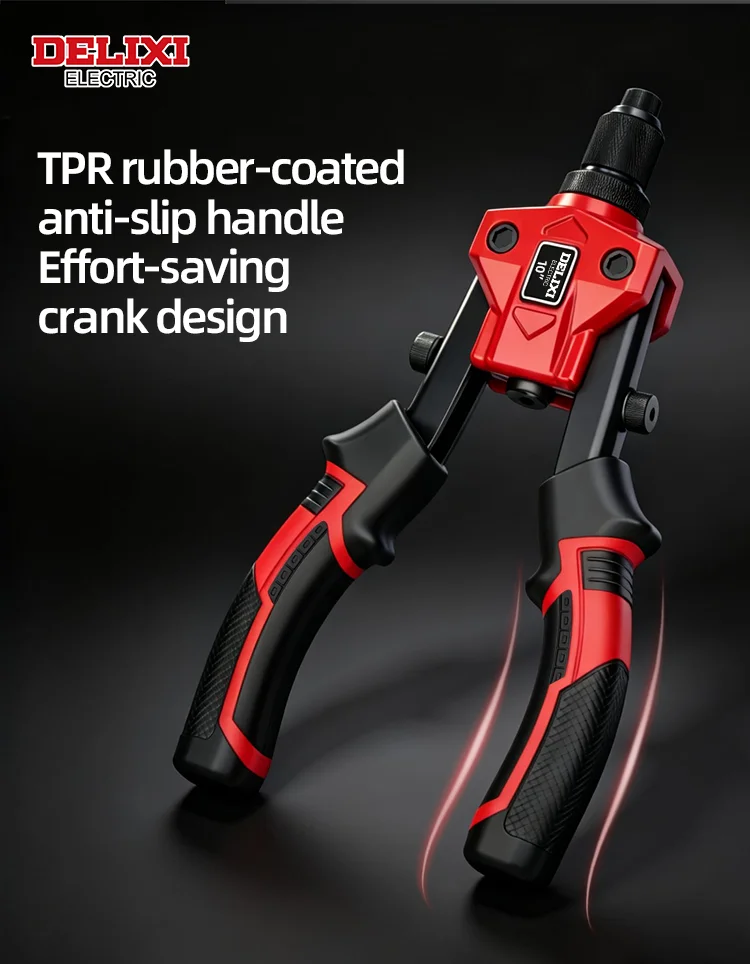 Heavy-Duty Double-Handle Riveter,Labor-Saving Design,Manual Tool for Fastening and Riveting Metal,Wood,Plastic,DELIXI ELECTRIC.
