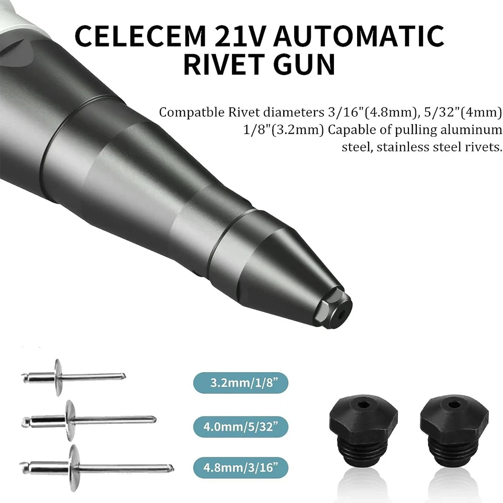Electric 18V Brushless Rivet Gun Cordless Rivet Nut Gun Automatic Rivet Lithium Battery With LED Light For 18V Battery
