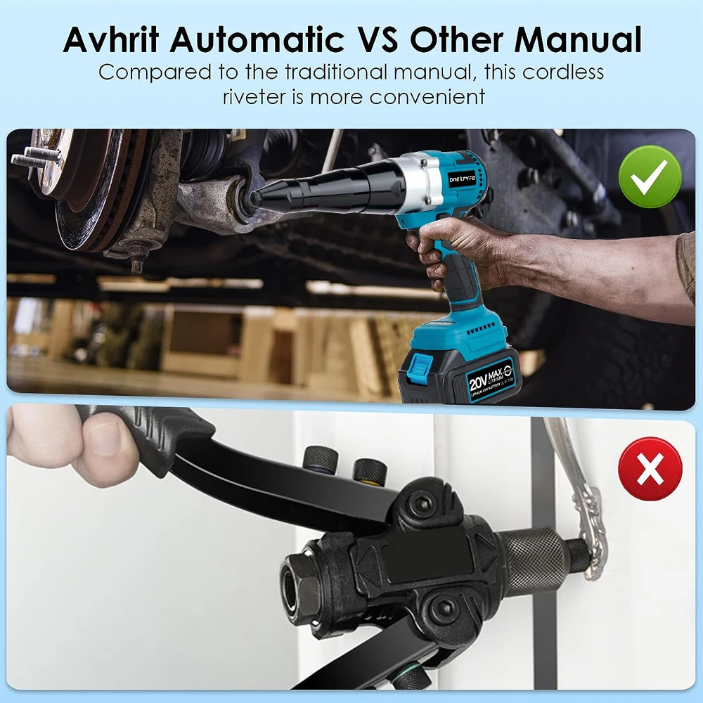 Electric 18V Brushless Rivet Gun Cordless Rivet Nut Gun Automatic Rivet Lithium Battery With LED Light For 18V Battery