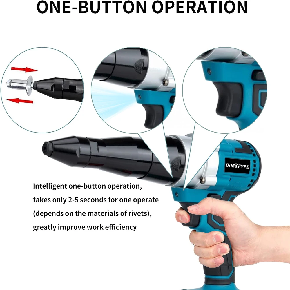 Electric 18V Brushless Rivet Gun Cordless Rivet Nut Gun Automatic Rivet Lithium Battery With LED Light For 18V Battery