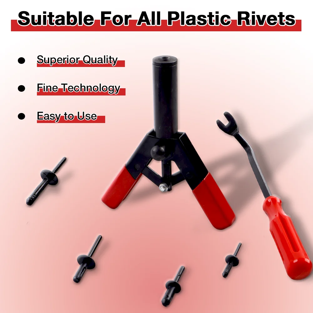Plastic Rivet Gun Kit, Fastener Removal Tool, 40 Nylon Rivets, Suitable For Fastening Door Panels And Automotive Interior Parts