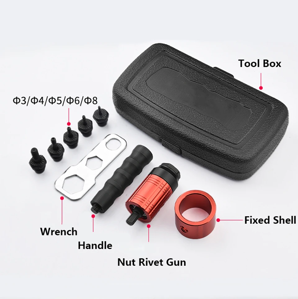 Rivet Nut Gun Riveting M3-M8 Cordless Riveting Drill Electric Adapter Insert Nut Tool for Household Metal Easily Handle Parts